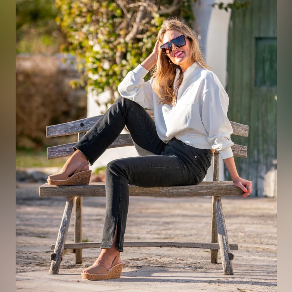 Tan Nubuck Cork Espadrille Wedge Slingback - Picture 4 of 16